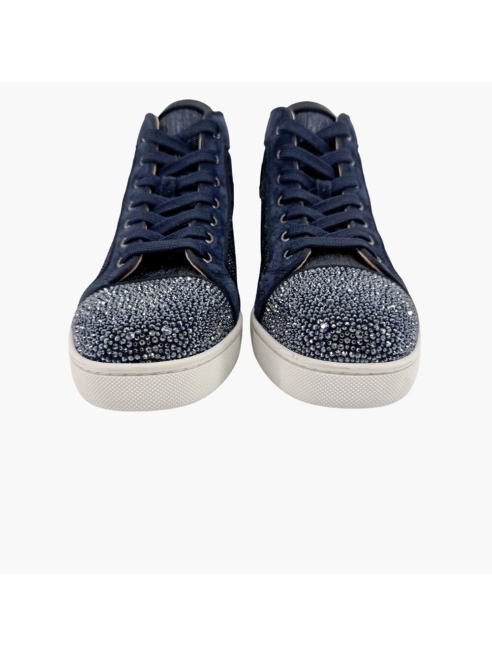 Christian Louboutin Louis Strass Sneaker Size 39 US 9 Navy Blue High Top Crystal - Picture 5 of 14